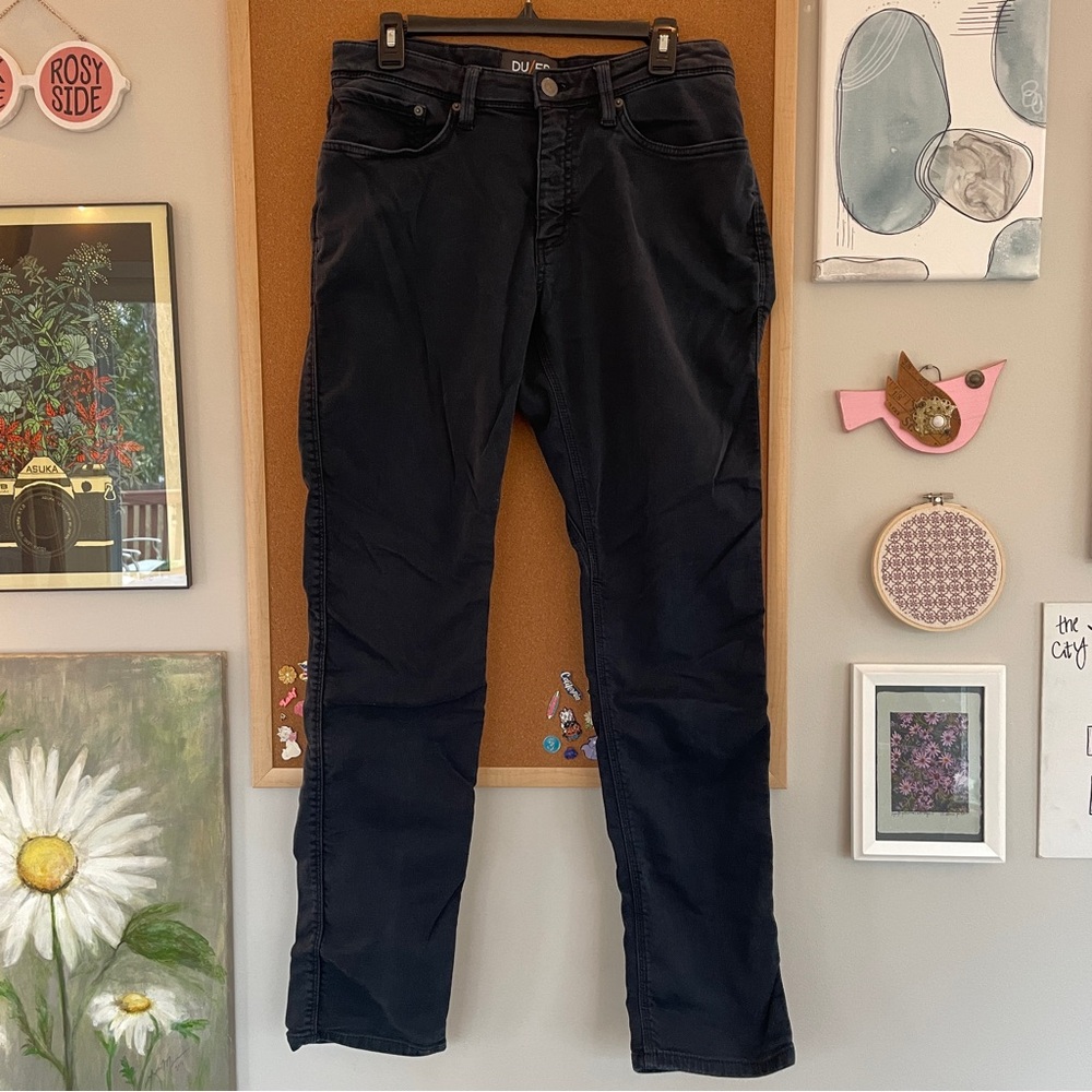 DUER N2X Relaxed Taper Black/Navy Jeans Pants 32x32